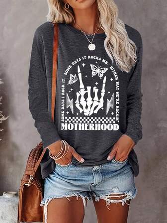 Fashionable Casual Simple Print Short Sleeve T-Shirt