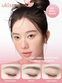 ukiss 哑光眉粉，带 2 个刷头，轻盈、顺滑、持久、防水防汗、自然渐变、轮廓和眉粉调色板 - #02 Milky Brown - 查看 4