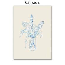 1 幅抽象线条女孩裸体柠檬花瓶几何墙壁艺术印刷帆布画北欧海报墙画适用于客厅装饰无框架 - 彩色 - 查看 46