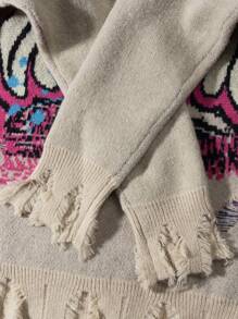 ANDREILEE 男士休闲宽松套头毛衣，圆领，做旧针织设计，百搭，适合春、秋、冬三季穿着。 - 杏色 - 查看 9