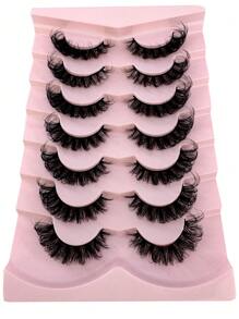 7 Cặp/Gói Mi Nga DD Curl Mi giả dày mi giả dày xoăn bồng bềnh Mi giả nhân tạo 3D lông chồn Kiểu mắt mèo Mi giả dày mi giả 8D mi giả nâng cơ mắt, nối mi mi toàn bộ để kéo dài và làm dày khóe mắt ngoài cho trang điểm làm đẹp Mi giả, Mi giả, Lông mi, Lông mi giả - màu đen - Xem 4