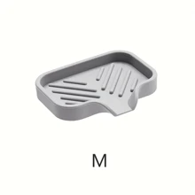 1 khay rửa chén bằng silicon, khay đựng xà phòng có đầu xả, dụng cụ cọ rửa bồn rửa mặt, miếng lót xả nước cho miếng bọt biển và xà phòng, đồ dùng nhà bếp và phòng tắm gia dụng (Xám-M/L) - Xám - Xem 14