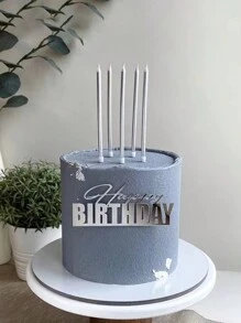 6pcs Straight Pole Candle Set Black Textured Pencil Birthday Candle Cake Decoration Cake Baking Decoration Plug-In Creative Birthday Party Dessert Birthday Candle Festive Event Party Party Long Pole Baking Decoration Box Black Candle