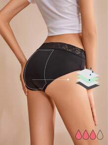 6pcs Absorbent Plain Color Panties, Women Low Waist Comfortable Elastic Intimate Underwear For Menstrual Leakage