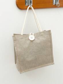 Mini DIY Handbag Set, Linen Handbag, Button Embellished Handbag, Simple Large Capacity Handbag, Portable Casual Storage Handbag, Multifunctional Shopping Bag, New Design, Large Capacity, Perfect For Shopping, Shoulder Bag, Tote Bag, Lunch Bag, Lunch Box, Messenger Bag, Suitable For Women, Daily Use, Date, Birthday, Festival, Back To School, Summer, Vacation, Beach, Travel, Commute, Business, Student, Picnic, Camping, Supermarket, Daily Storage ( Button Style Random)