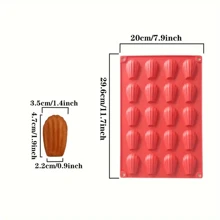 20-Cavity Flexible Silicone Cupcake Mold, Non-Stick, Dishwasher Friendly - Red - View 7