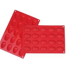 20-Cavity Flexible Silicone Cupcake Mold, Non-Stick, Dishwasher Friendly - Red - View 3
