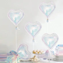 5 piezas Globos con forma de corazón iridiscente de 18 pulgadas para fiesta de discoteca, decoración de cumpleaños y boda - Multicolor - Ver 7