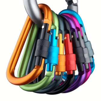 5pcs Random Color D-Shape Carabiners, Aluminum Outdoor Climbing Buckle Hiking Backpack Accessories
