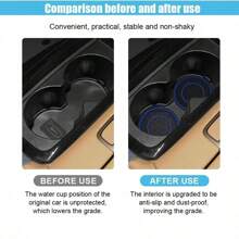 2pcs Honeycomb Pattern Double Ring Car Cup Holder Mat, Universal Interior Accessories For Most Vehicles - one-size - View 3