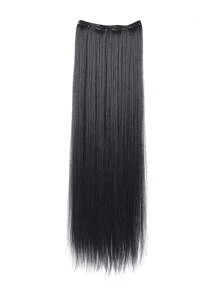 20inch 24inch 28inch Synthetic Long Straight Clip In Hair Extensions Wig Straight Black Hairpiece For Women Increase Hair Volume Heat Resistant Fiber
