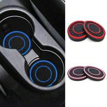 2pcs Honeycomb Pattern Double Ring Car Cup Holder Mat, Universal Interior Accessories For Most Vehicles - one-size - View 8