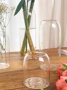 1pc helder glas bloemenvaas met rechte hals, kleine/middelgrote/grote glazen vaas, rozenbloemhouder, woondecoratie, kantoordecoratie, slaapkamerdecoratie