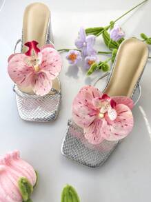 2pcs Multifunction Shoe Clips, Pink, Blue, Green, Yellow Orchid Flower Decor For High Heels And Sneakers, Wedding And Party Accessory - Multicolor - View 1