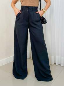 Social Stone Mode Linen Tailor Pantalona Pants - Black - View 1