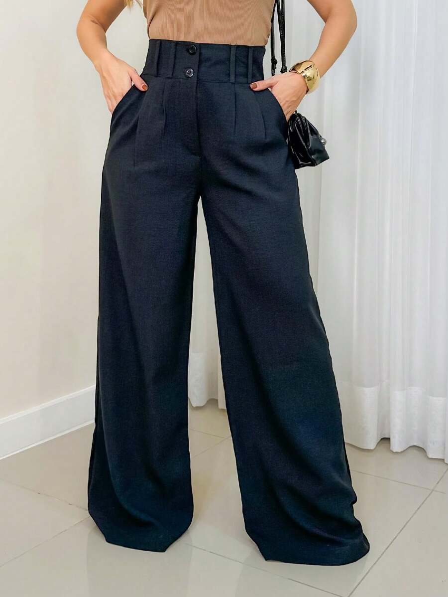 Social Stone Mode Linen Tailor Pantalona Pants - Black - View 1