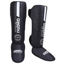 GINGPAI BOXING Muay Thai Shin Guards, Kickboxing Ankle Guards, Adolescent & Adult Martial Arts Leg Protective Gear, Thick Combat Foot & Leg Pads, Taekwondo Shin Guards