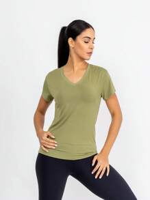 Women's Dri FIT V-Neck T-Shirt - màu xanh lá - Xem 3