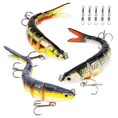 8 Segment Swimbait Lures Fishing Lures Hard Bait Minnow VIB Lure With Treble Hook Life-Like Swimbait Fishing Bait 3D Fishing Eyes Popper Crankbait Vibe Sinking Lure For Bass Trout Walleye