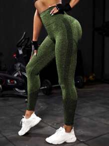 Kliou Fashion High Waist Leggings Lifts Butt Comfortable 3D Fitness Yoga Leggings - màu xanh lá - Xem 2