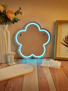 CHI-BUY 1 pieza Nuevo letrero de neón LED de iluminación decorativa, incluye sombrero rosa, gato rosa "Shhhh", mariposa rosa, cabeza de gato, pata rosa en espejo, flor azul en espejo, taza de bebida, señal de neón LED blanca cálida con corazón doble, para decoración de pared de boda interior, alimentado por USB de 5V, adecuado para dormitorio, sala de estar