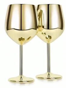 1 pieza Vaso de pie alto de acero inoxidable con color dorado, vaso creativo de metal, copa de champán de metal, vaso irrompible, apto para diversas ocasiones de fiesta
