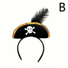 3入組萬聖節海盜骷髏帽頭帶，萬聖節化裝舞會角色扮演服飾配件，頭飾，日常派對用品，派對家居用品，派對禮品，節日用品，家庭用品，萬聖節裝飾 - 黑色 - 查看 17