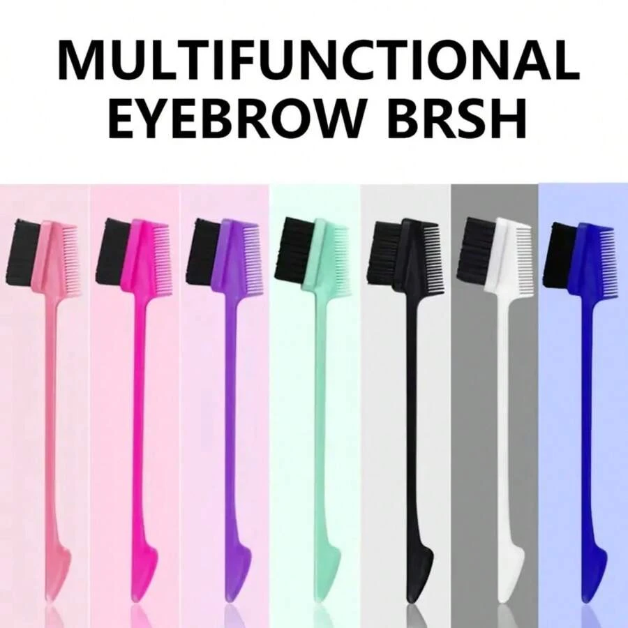 1pc Three-Headed Edge Brush For Precise Eyebrow Styling And Hair Care - Multicolor - View 1
