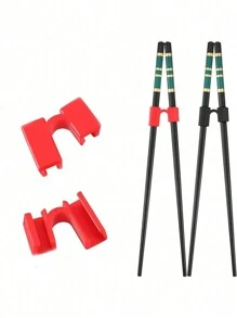 2 件装筷子辅助器，适用于成人、初学者、训练者或学习者 - 用于筷子训练的塑料铰链连接器 - 防滑、可重复使用和可更换 - 适用于洗碗机的学校用品，返校 - 彩色 - 查看 8