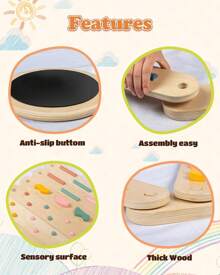 Toddler Balance Beam For Kids 3-5 Montessori, Wooden Kids Balance Beam Stepping Stones, Balance Beam Toddler Obstacle Course For Kids 1-3 - 彩色 - 查看 7