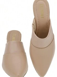 Women's Mule Heel Pumps Black Pointed Toe - Marrón Mocha - Ver 4