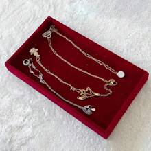 1-4pcs Burgundy Velvet Jewelry Display Tray, Drawer Organizer Box For Rings, Earrings, Necklaces - Burgundy - View 10