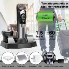 Cortapelos Multifuncional 5 en 1 para Hombres - Recortadora de Barba, Cuerpo, Bigote y Nariz, Kit Recargable por USB, con Pantalla de Precisión Ajustable y Cuchillas Autoafilables - Negro - Ver 7