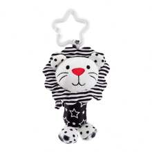 Cute & Funny Black & White Rattle Animal Plush Decoration - Zebra, Fox, Lion, Elephant, Soft Hanging Rattle For Infant & Toddler, Attractive Baby Toy