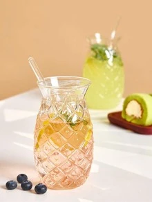 1 pièce Verre à cocktail au design d'ananas, verre à vin transparent, verres à champagne créatifs, tasses à boire, pour bar, pub, club, restaurant, usage domestique, articles de verrerie, sans paille - Multicolore - Voir 2