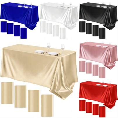 Toalha de mesa moderna e minimalista de cetim, resistente a rugas, adequada para decoração de casa, hotel, banquete, festa e feriado, Natal