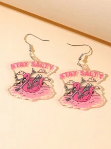 1 par de aretes acrílicos de cisne esqueleto de Halloween - Multicolor - Ver 4