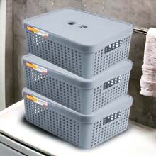 Kit Of 3 Organizer Boxes With Lid 11L LP House Resistant Multipurpose - 灰色 - 查看 1