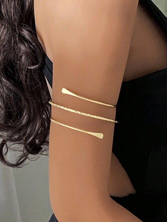 Brazalete de brazo minimalista hueco, brazalete de brazo geométrico personalizado de hip-hop, nicho de ajustable