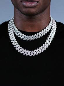 CVNANA 1 pieza Collar de moda hip-hop con brillo de rhinestone, collar y pulsera de diamante falso incrustado de tendencia, regalo unisex
