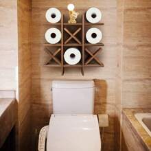 卫生纸架，卫生纸储存浴室装饰，质朴的木制悬挂式储存架，适用于农舍卫生纸的墙壁搁架装饰（棕色） - 咖啡棕 - 查看 2