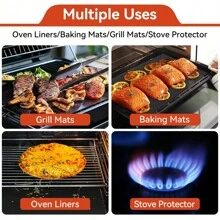4pcs BBQ Grill Mat Non-Stick Mat Heat Resistant Grill Mat Outdoor Baking Reusable Barbecue Party Mat