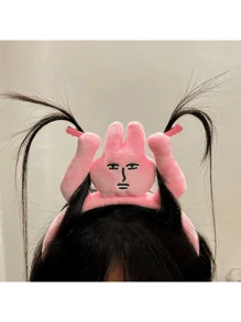 Nuevo diadema de conejo rosa, divertida diadema y coletero - Multicolor - Ver 2
