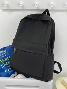 Nueva mochila universitaria de estilo universitario multifuncional para estudiantes de secundaria y universitarios de primer año, mochila informal de gran capacidad, mochila universitaria de unicolor y simple a la moda, mochila de viaje versátil, mochila multifuncional de gran capacidad y simple, bolsa casual, bolsa para computadora, bolsa escolar, adecuada para niñas, mujeres, estudiantes universitarios, adecuada para viajes, universidad, escuela, exteriores, mochila deportiva, necesidades para vacaciones, bolso ligero para ir y venir, con correa de hombro ajustable, simple y portátil para exteriores, regalo del día de San Valentín, bolsa de trabajo de suministros de oficina, bolsa universitaria de verano, regalo para estudiantes, regalo de temporada de regreso a clases - Negro - Ver 2