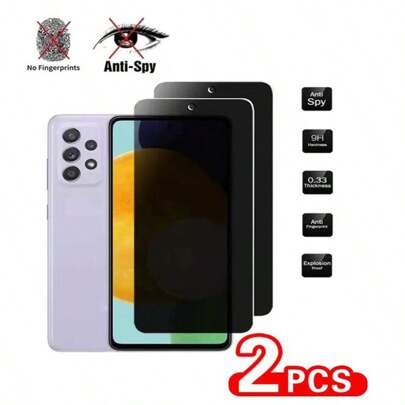 [2 paquetes] Protector de pantalla de vidrio templado compatible con la serie Samsung Galaxy, película protectora anti-espionaje. Compatible con la serie Samsung Galaxy A [compatible con funda] [anti-arañazos] Fácil instalación, cristal templado anti-espionaje de alta definición y transparente, libre de burbujas, fácil instalación. Película de vidrio de privacidad anti-huellas dactilares. Regalo para cumpleaños/Pascua/Día del Presidente/Navidad/Familia/Amigos/Niño/Novia