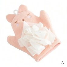 1 件装婴儿沐浴海绵、儿童沐浴球、卡通去角质毛巾、沐浴手套 - 彩色 - 查看 4