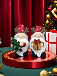 1 件圣诞装饰礼物手持驯鹿鹿角圣诞老人树脂工艺家居装饰适用于卧室客厅，圣诞礼物 - 彩色 - 查看 6