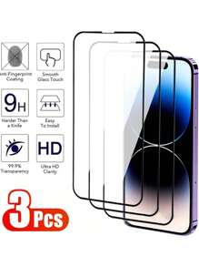 3 件套适用于 iPhone 15 14 13 12 11 Pro Max 13 12 Mini X XR XS 玻璃屏幕保护膜 - 無色 - 查看 22