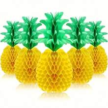 Decoraciones de centro de mesa con panal de piña - decoración colgante para fiesta hawaiana tropical de la selva - artesanía de papel de seda, colorida, fácil de ensamblar, decoración de temporada para otoño, primavera, verano e invierno - Multicolor - Ver 2