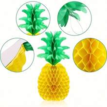 Decoraciones de centro de mesa con panal de piña - decoración colgante para fiesta hawaiana tropical de la selva - artesanía de papel de seda, colorida, fácil de ensamblar, decoración de temporada para otoño, primavera, verano e invierno - Multicolor - Ver 3